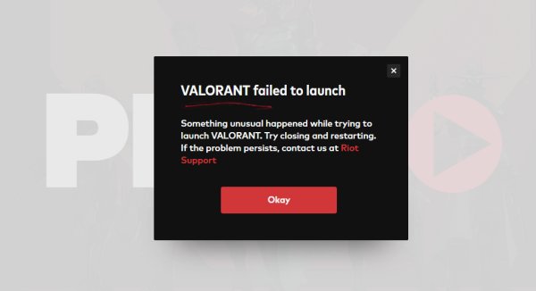 Valorant Failed to Launch Error